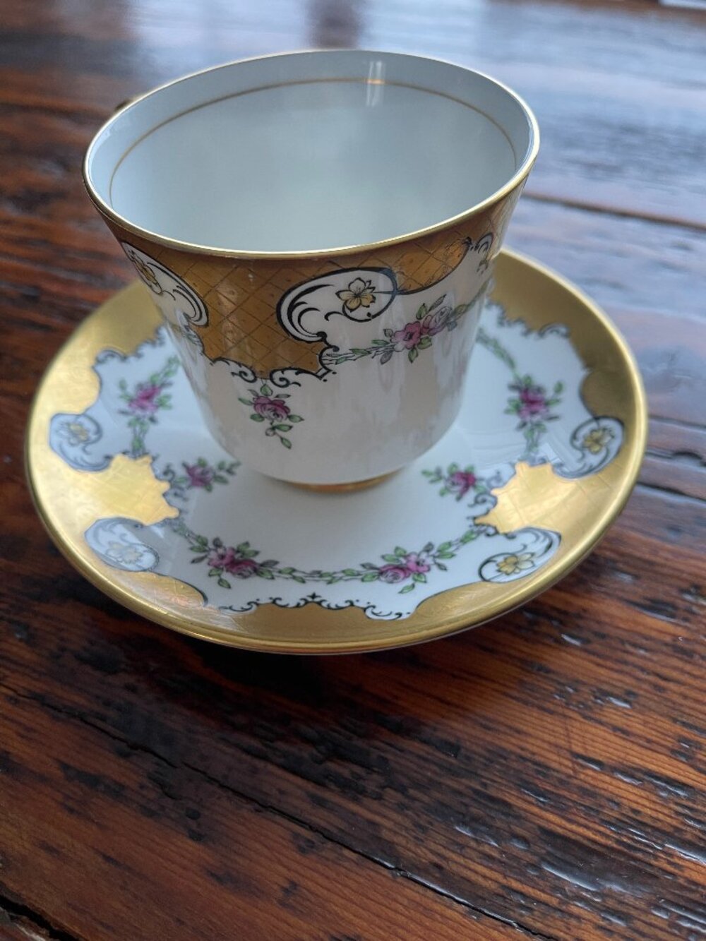 Vintage Coalport Bone China Tea Cup & Saucer Gold Pink Rose England